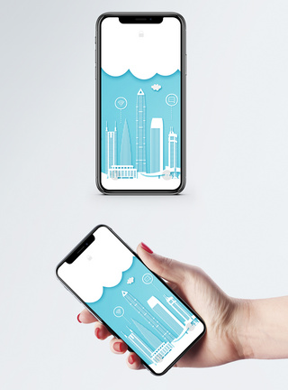 扁平城市建筑手机壁纸图片