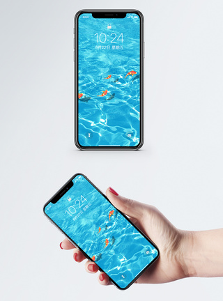 冰爽夏季水中游过的鱼手机壁纸模板