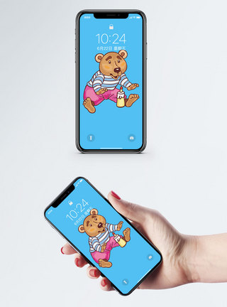 卡通可爱棕熊手机壁纸图片