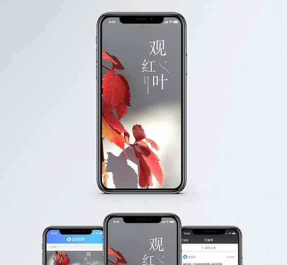 观红叶手机海报配图图片