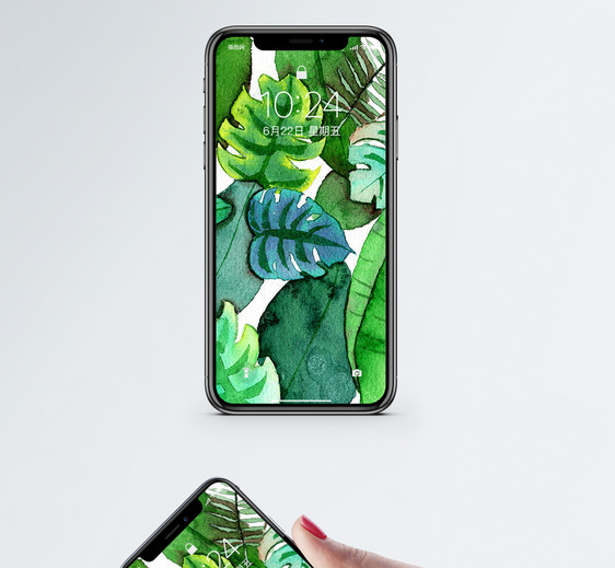 水彩植物背景手机壁纸图片