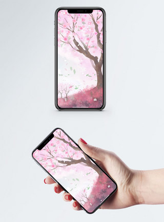 樱花树插画唯美樱花手机壁纸模板