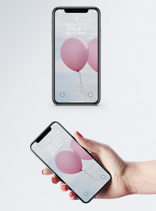 粉色天空背景粉色气球手机壁纸模板