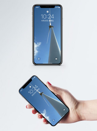 闭眼特写蓝天下的风车手机壁纸模板