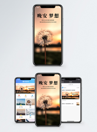 蒲公英晚安梦想手机海报配图模板