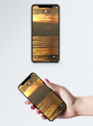 大海波浪夕阳下的水面手机壁纸模板