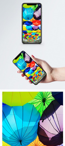 七彩雨伞手机壁纸图片