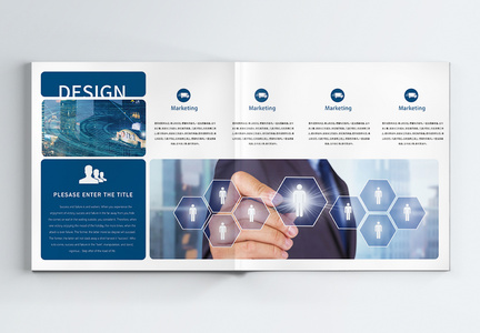 蓝色商务企业科技画册整套图片