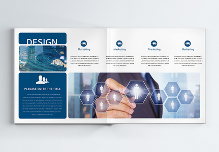 蓝色商务企业科技画册整套高清图片
