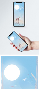 森林月光的鹿手机壁纸图片