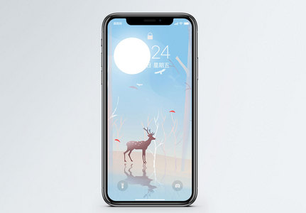 森林月光的鹿手机壁纸图片