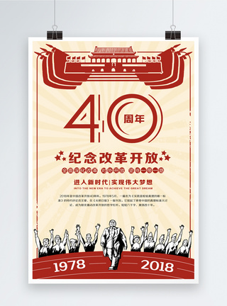 纪念改革开放40周年海报图片