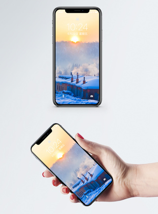 黑龙江雪乡雪乡日出手机壁纸模板