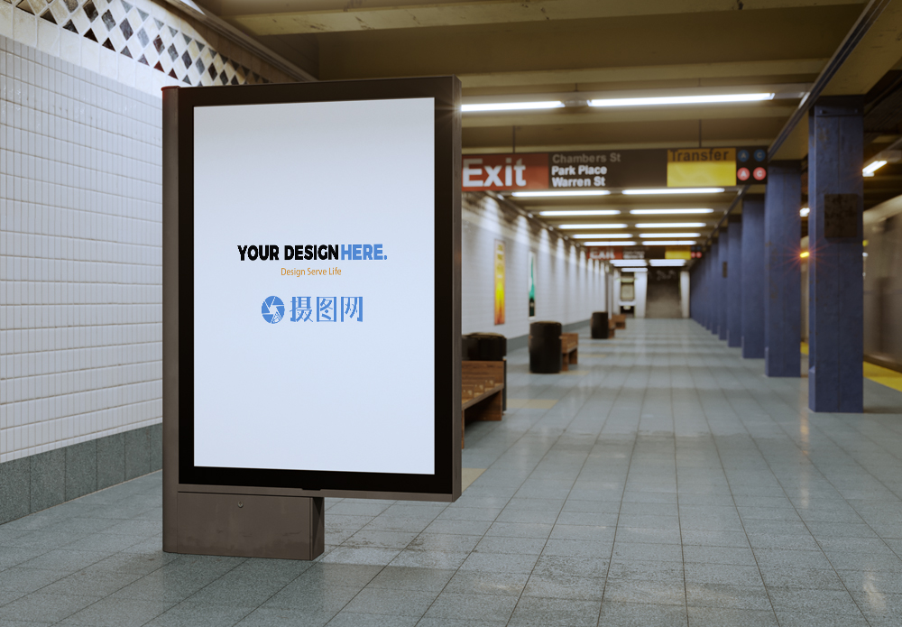 中山门地铁站车站户外广告样机模板