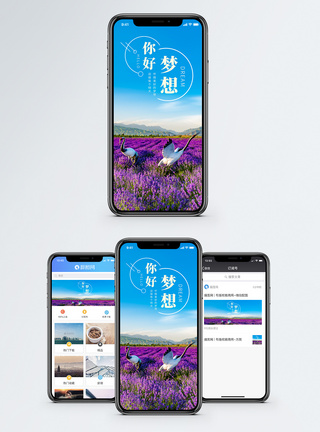 紫色花海你好梦想手机海报配图模板