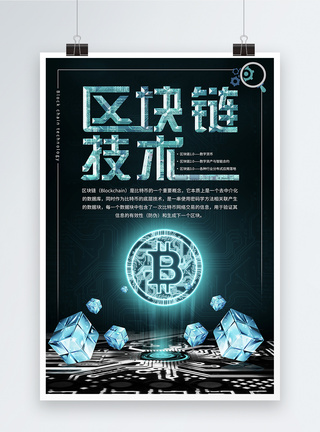 eos币区块链技术科技海报模板