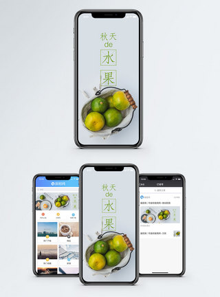 青水果秋天的水果手机配图海报模板