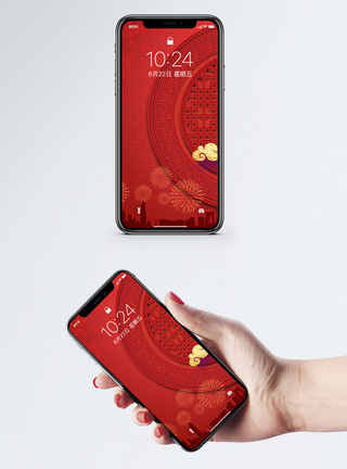 新年祝愿红色喜庆背景手机壁纸模板