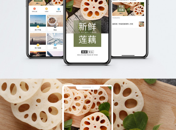 新鲜莲藕手机海报配图图片