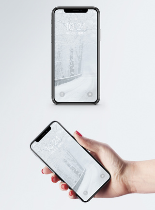 白色风景背景冬日雪景手机壁纸模板