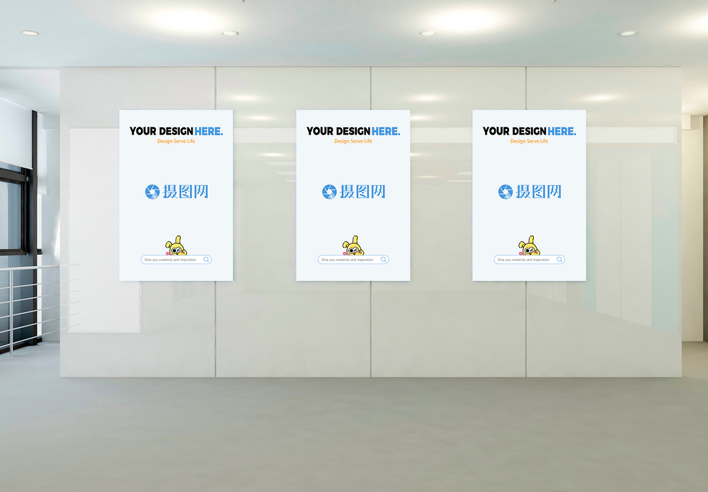 扬尘治理展板走廊宣传海报样机模板