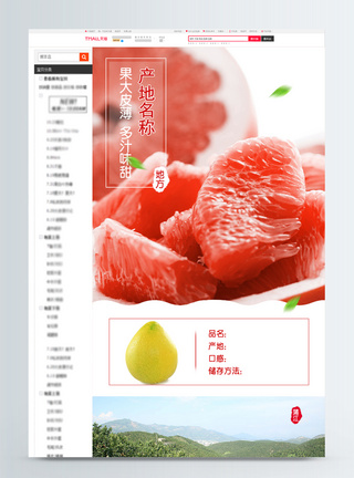 红心柚新鲜水果淘宝详情页模板