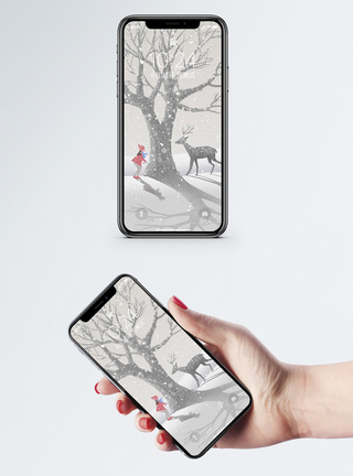 鹿和女孩手机壁纸图片