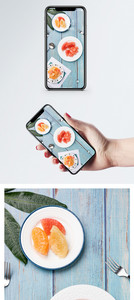 新鲜红柚果肉手机壁纸图片