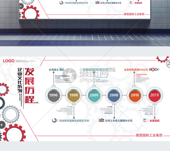 企业发展历程文化墙展板图片