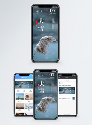 雪花飞舞大雪节气手机海报配图模板