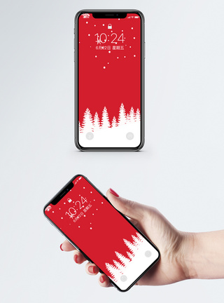 松树圣诞节背景手机壁纸模板