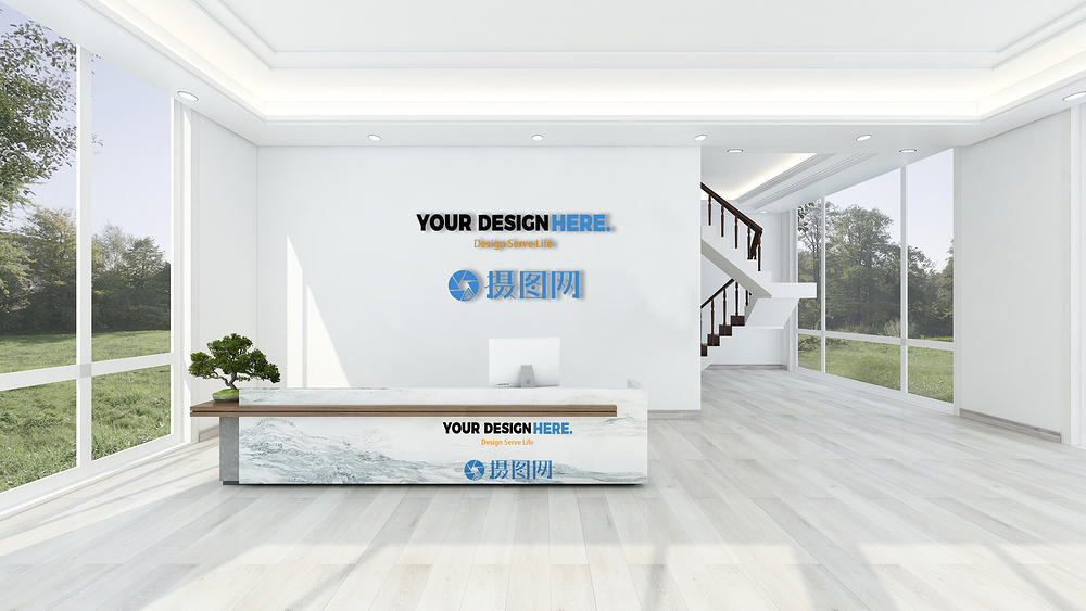 企业高端大气图片企业形象墙logo样机模板