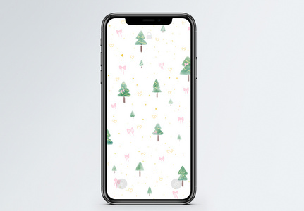 水彩圣诞树手机壁纸图片