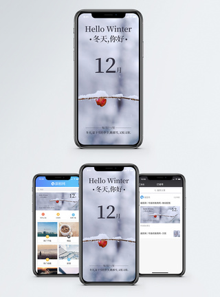 冬天十二月日签手机海报配图模板