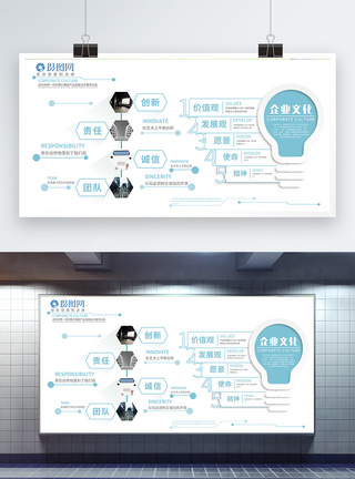 清新简约企业文化发展展板图片