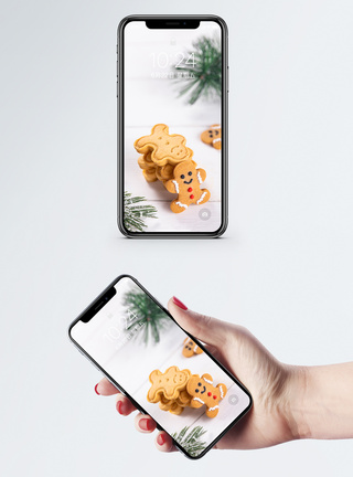 饼干点心圣诞姜饼手机壁纸模板