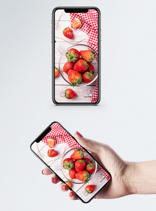 可口草莓手机壁纸模板