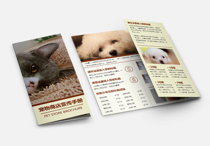 宠物商店宣传手册三折页图片