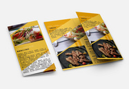 黄色大气简约西餐厅甜品美食宣传三折页图片