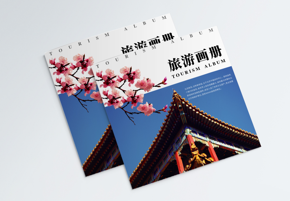 橘红色的屋顶现代简约故宫旅游画册封面模板