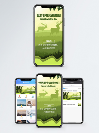 保护动物世界野生动植物日手机海报配图模板
