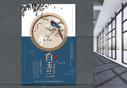 清新中国风白玉兰春季旅游宣传海报图片