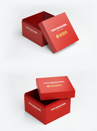 红色包装盒子样机图片