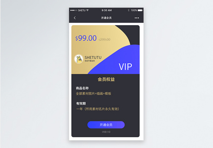 UI设计手机app开通会员界面高清图片