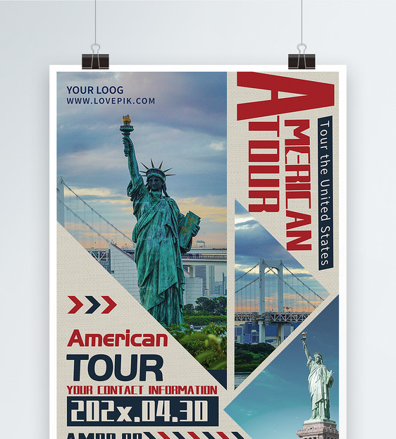 美国风旅游宣传英文海报图片