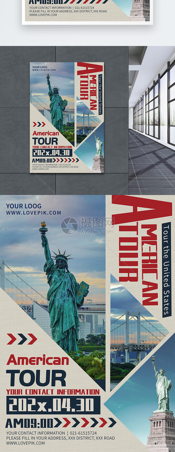 美国风旅游宣传英文海报图片