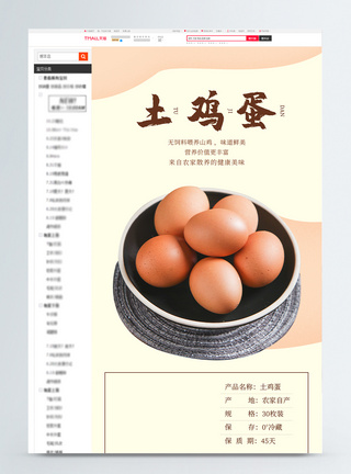 浅色农家土鸡蛋促销淘宝详情页模板图片