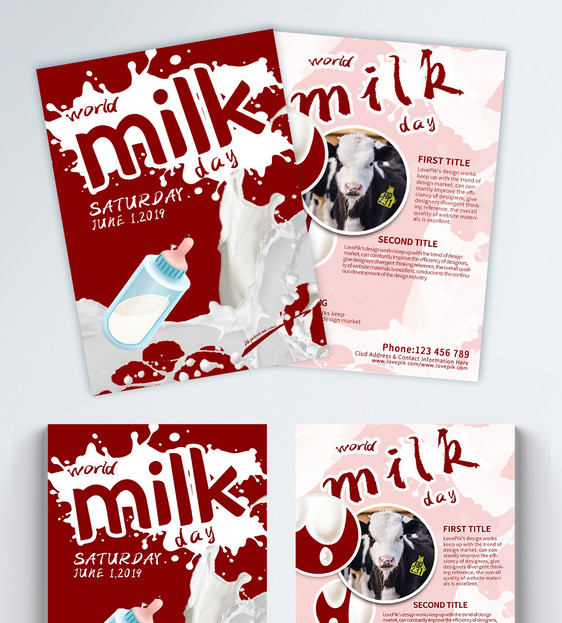 世界牛奶日宣传单设计图片