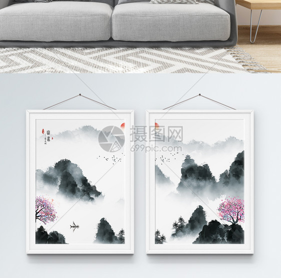 禅意山水挂画家装挂画装饰画图片