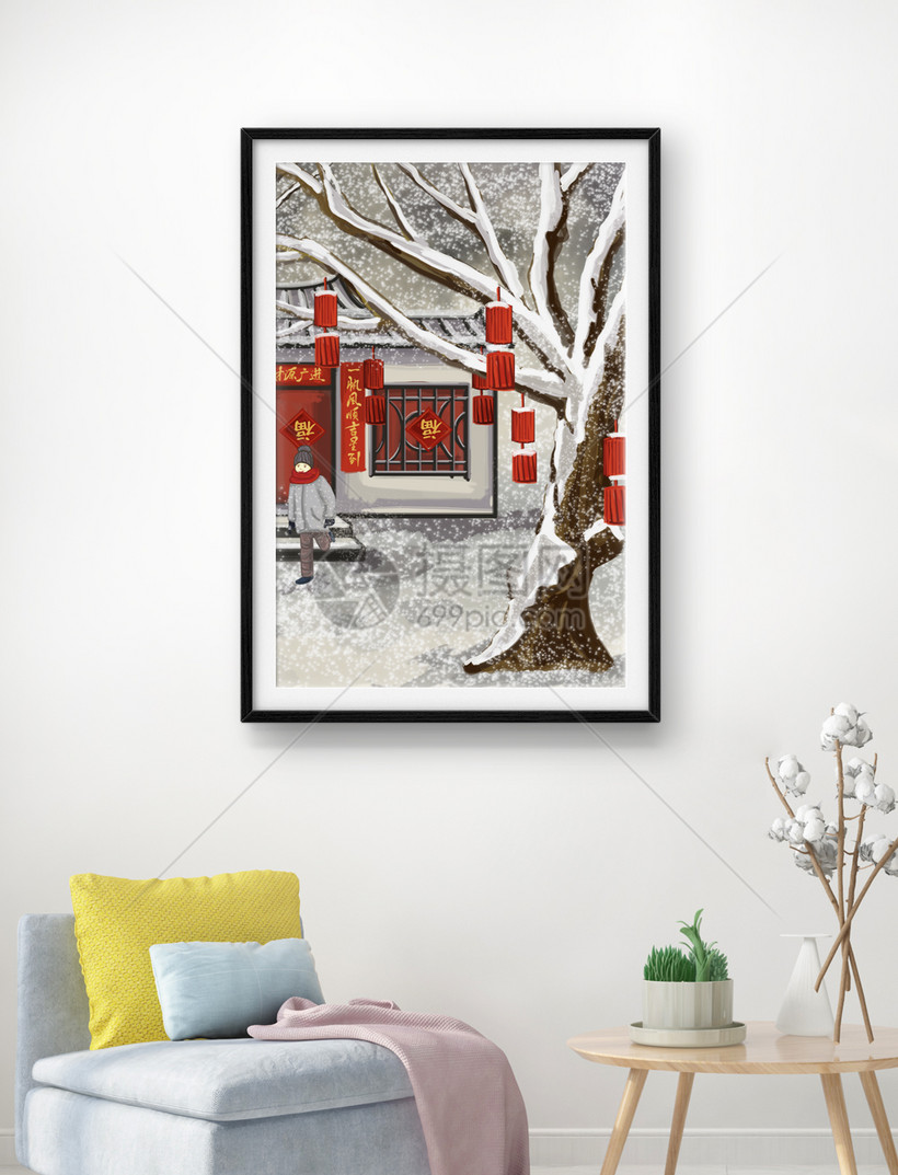 春节嬉闹客厅装饰画